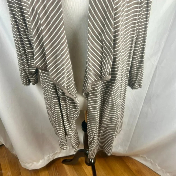 St John's Bay Open Cardigan Sweater Women Plus 3X Brown White Stripe Lightweight - Picture 3 of 6